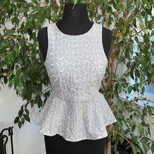 Anthropologie HD in Paris Blue & White Peplum Tank 2US